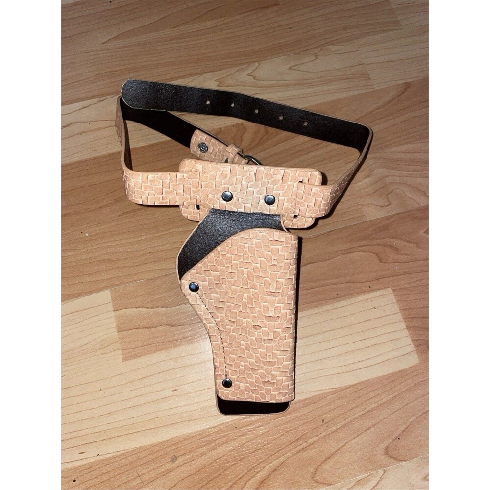 Western Cowboy Toy Gun Holster Belt Brown Basket Weave Costume Adult/Youth